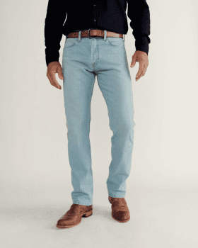 Tecovas Men's Slim Straight Stretch Denim in Light Stone Wash